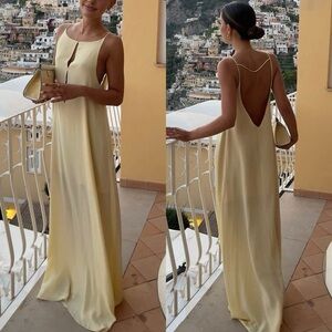 Champagne Backless Sleeveless Maxi Gown